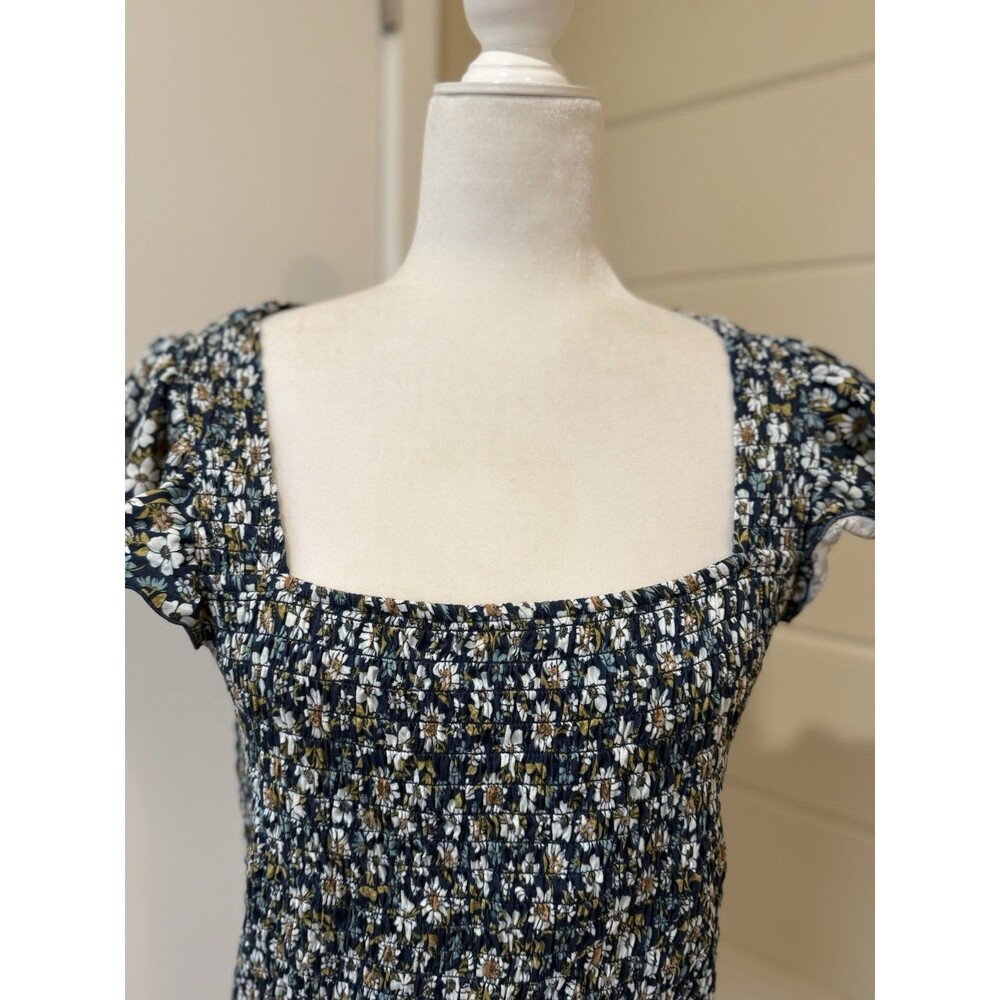 Old Navy Ruched Stretch Floral Cropped Flutter Sleeve Top L Cottagecore Festival